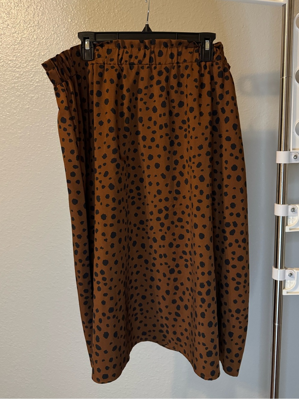 SHEIN Curve Brown Leopard Print Midi Skirt